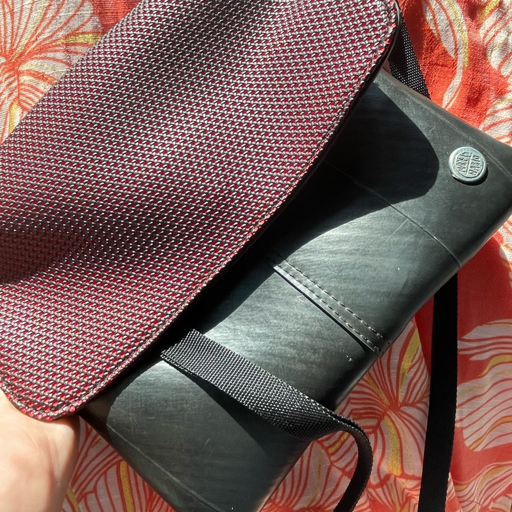 Pink Checkered Crossbody Bag with Leather Trim